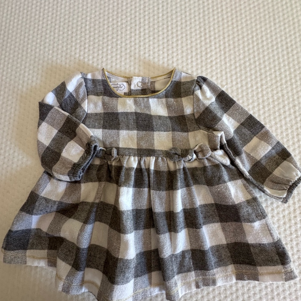 Mud Pie Plaid Kids Dress - Brown and White